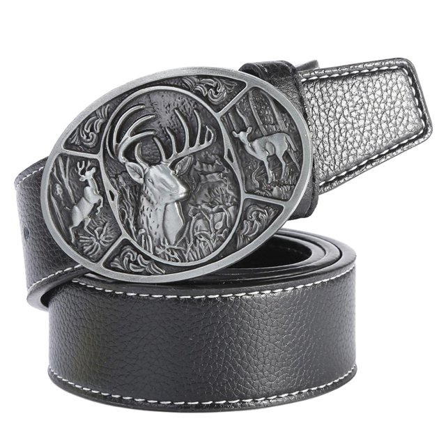 cinturones de cintura para hombres Cinturón de vaquero occidental para hombres Cinturones de espera Cinturones de correa de banda Hebilla de alce Correa de cinturón de cuero de Magideal cinturones de cintura para hombres