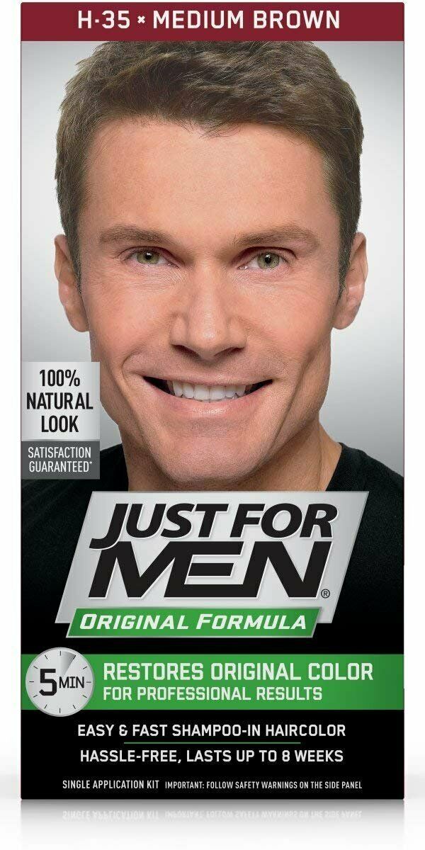 Just For Men Shampoo-In Color w/Hair  Vitamin E Medium Brown H-35 2 Pack