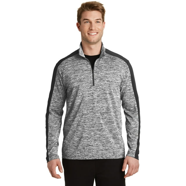Jersey con cremallera de 1/4 Sport-Tek® PosiCharge® Electric Heather Colorblock. ST397 deporte-tek ST397
