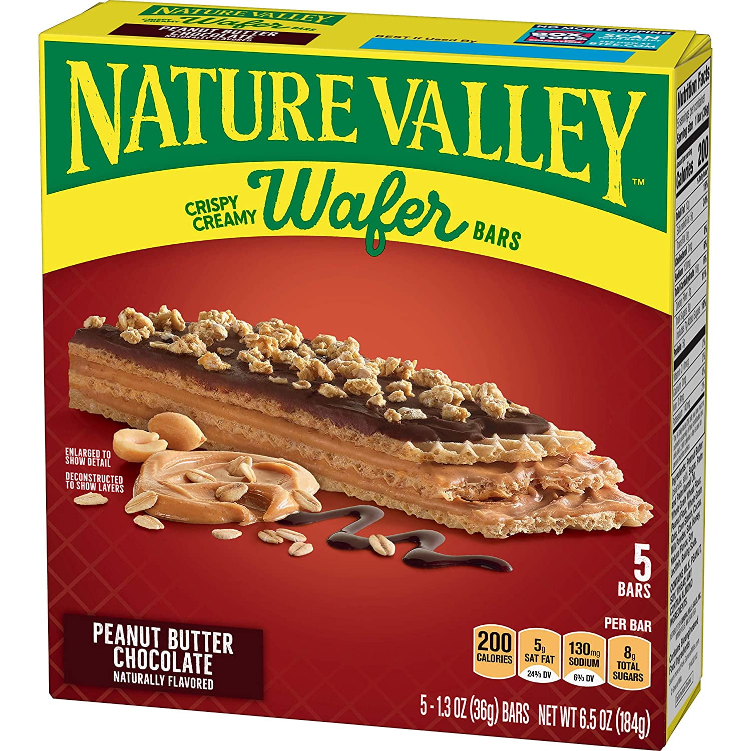 Nature Valley Crispy Creamy Wafer Bars Peanut Butter Chocolate, 5 ct