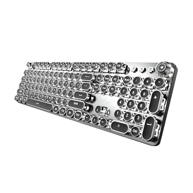 Teclado mecánico para juegos, teclado Retro Punk de 104 teclas, máquina de escribir, teclas redondas, teclado de juego Vintage para mujeres, hombres,