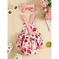 thumbnail image 3 of Coduop Toddler Baby Girl Casual Romper Sleeveless Strawberry Print Jumpsuit Bodysuit + HeadBand, 3 of 7