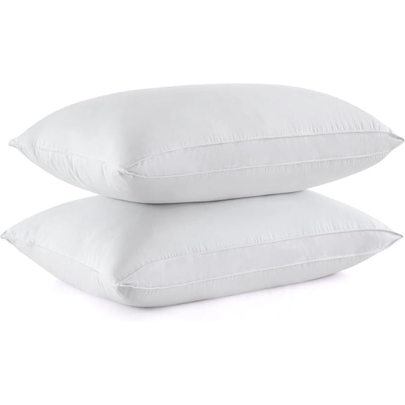 Goose Feather and Down Sleeping Pillows with 100% Cotton Shell King Size Pack of 2 Gusseted White