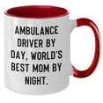 thumbnail image 2 of Ambulance Driver by Day, World's Best Mom by Night, Funny Two Tone Coffee Mug, Graduation Unique Gifts from Ambulance Driver Friends, Ambulance Driver Gifts, 2 of 5