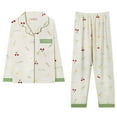 thumbnail image 4 of FCLoft Women's 2-Piece Pajama Set - Button Up Collar Long Sleeve Tops & Pants, Lounge Sleepwear, 4 of 4