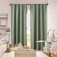thumbnail image 3 of HCBY 2PCS Solid Modern Blackout Thermal Window Curtains, Machine Washable 100% Polyester with Rod Pocket for Bedroom, Living Room, Kitchen​(Green,102"x53"), 3 of 5