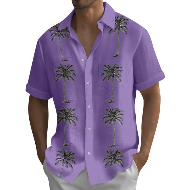 Hawaiian Shirt For Men, Men's Vintage Button Down Bowling Shirts Short Sleeve Summer Beach ShirtL