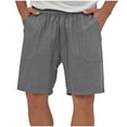 thumbnail image 2 of COSFO Men Shorts Casual Relaxed Fit Gray Elastic Waist Cotton Linen Outdoor Bermuda Shorts, 2 of 7