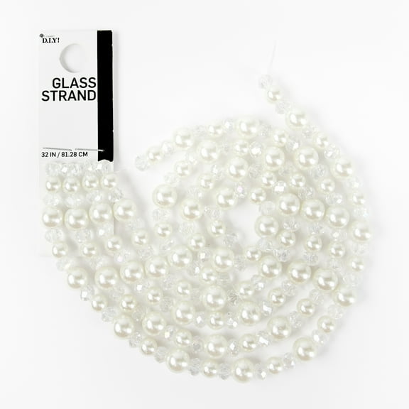 Cousin DIY 32-Inch White Round Glass Pearl Bead Strand with 172 Piece Unisex Model AJM63500476