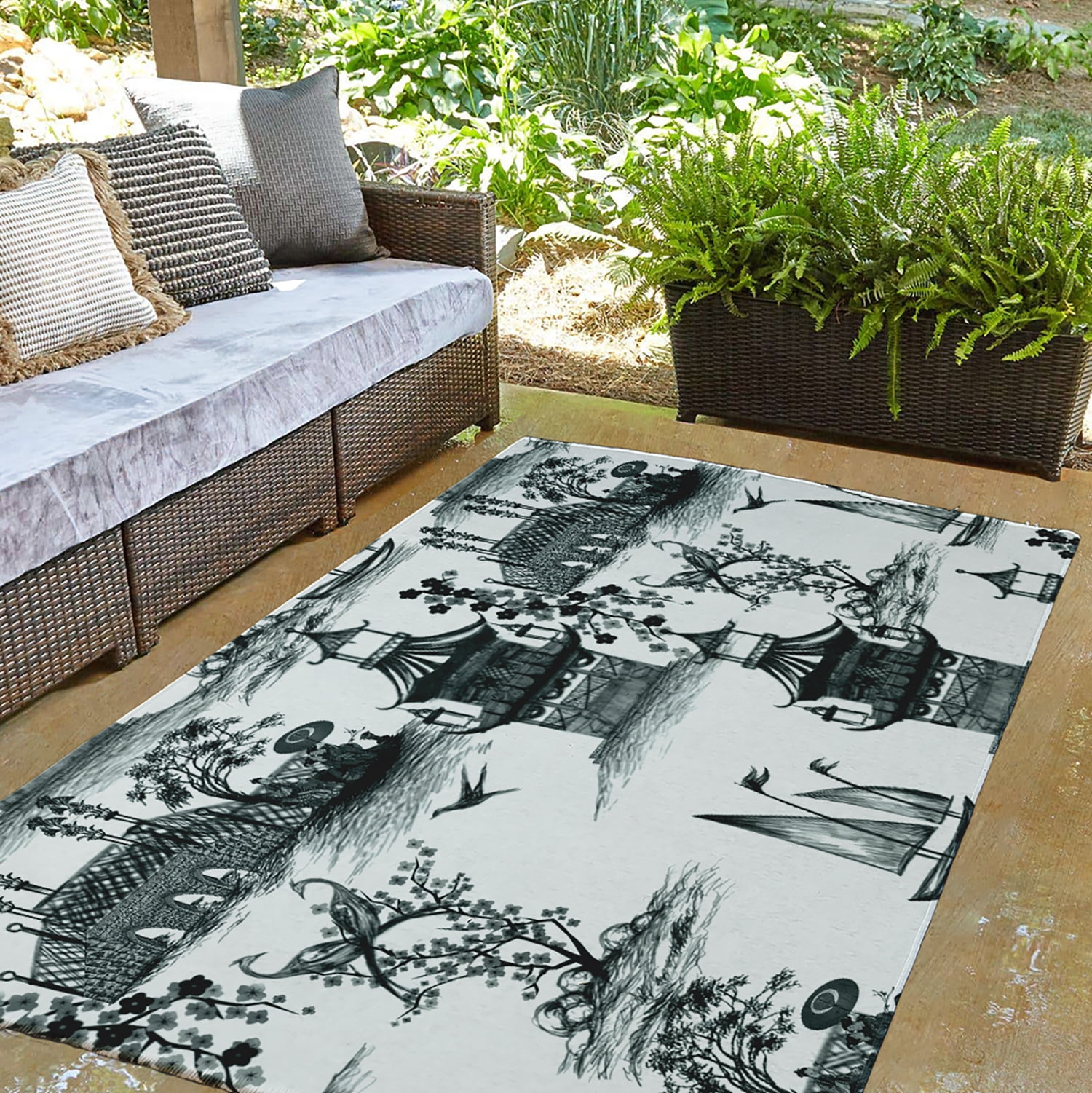 3' x 5' Simply Daisy China Old Oriental Chenille Area Rug, Black
