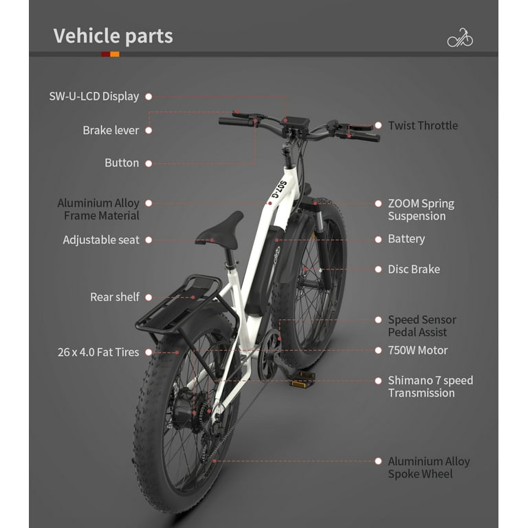 AOSTIRMOTOR Hot Fat Tire Adults Electric Bicycle 26 In. Electric
