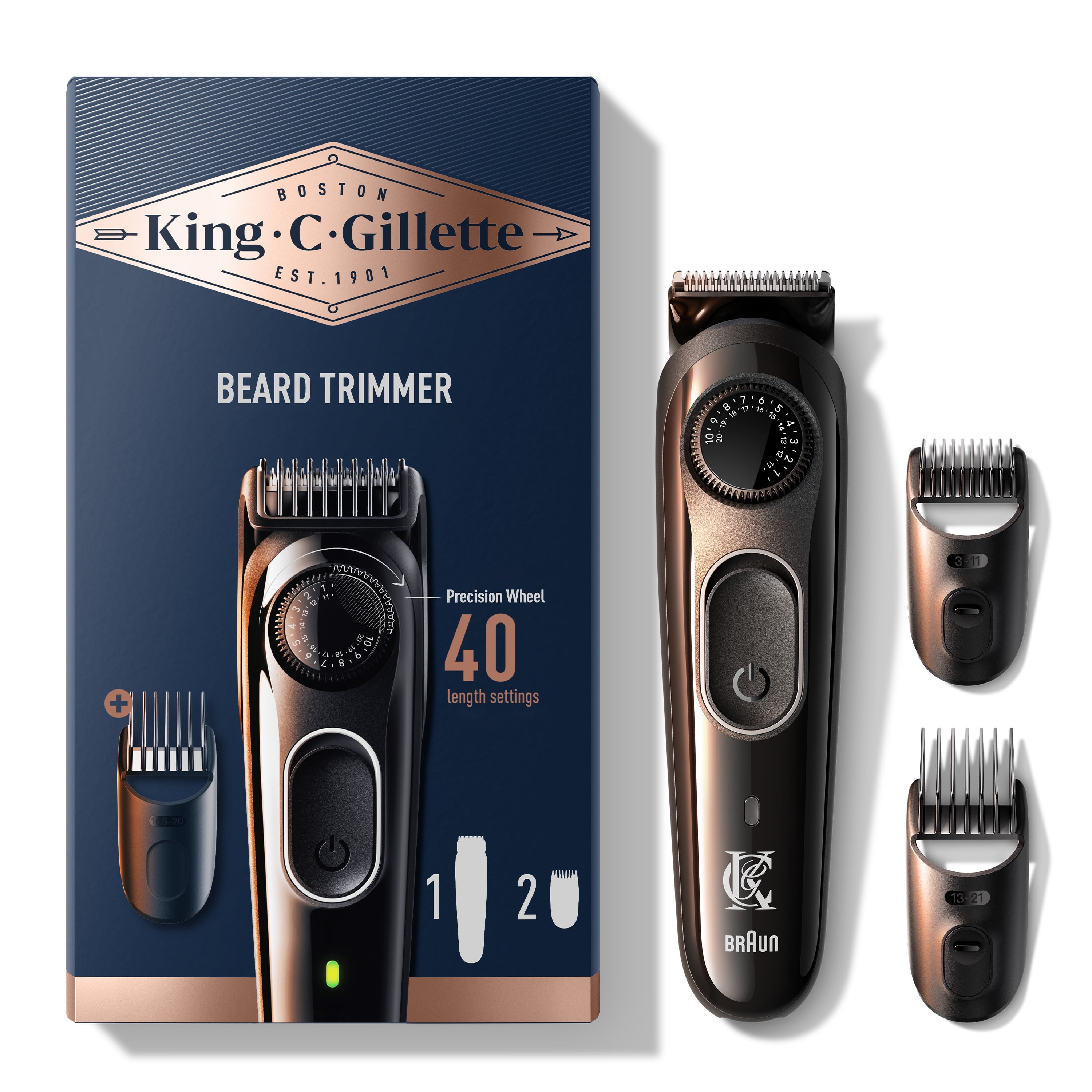 King C. Gillette Beard Trimmer for Men, Cordless Rechargeable Electric Razor