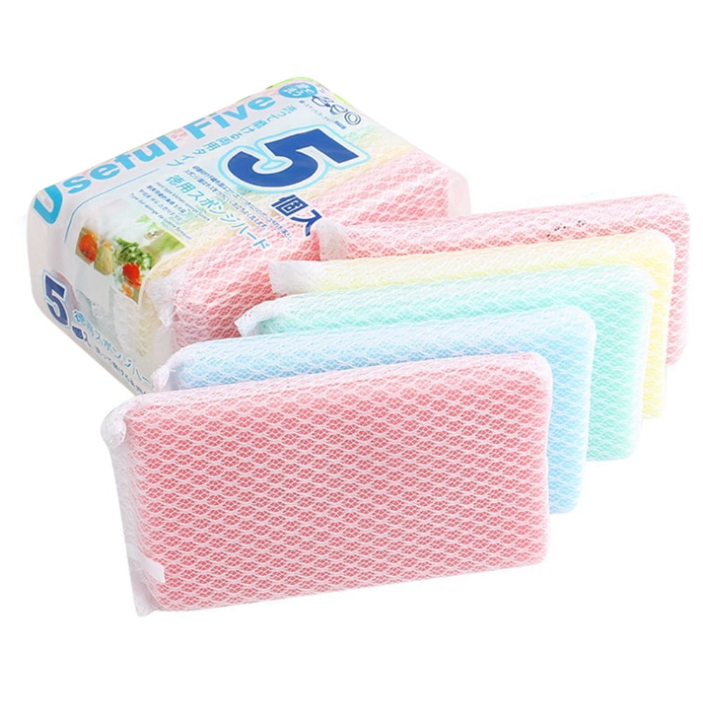 Sylvamorning 5Pcs Kitchen Sponges Scrubber Scrub Scourer Dish Cloth