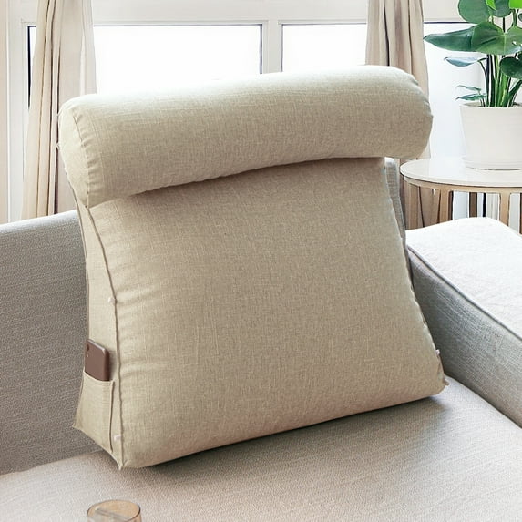 Bedside Cushion Adjustable Velvet Triangular Back Wedge Cushion Soft Support Pillow, 17.7 x 17.7 x 7.9 Inch