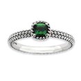 thumbnail image 1 of Sterling Silver Stackable Expressions Polished Cr.Emerald Ring Size 5, 1 of 3