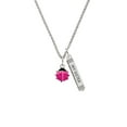 thumbnail image 2 of Delight Jewelry Silvertone Mini Hot Pink Ladybug Silvertone Always My Sister Bar Charm Necklace, 23", 2 of 4
