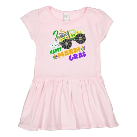 

Inktastic Happy Mardi Gras Monster Truck with Beads Gift Toddler Girl Dress