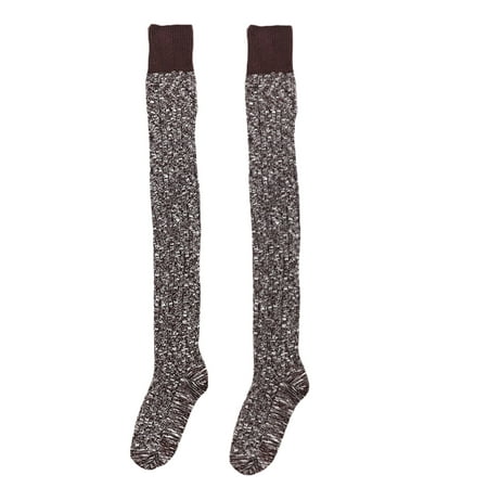 

Female Knee-High Socks Contrast Color Long Tube Socks Knitted Stocking for Autumn Winter