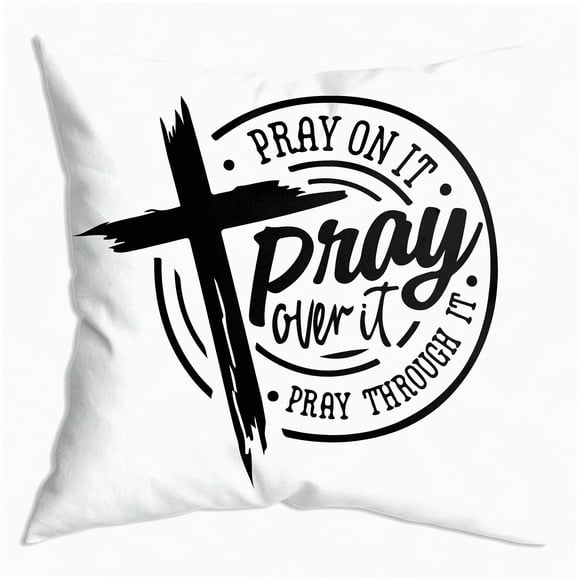 Christian Cross Blessings Throw Pillow Covers - Inspirational Bible Verse Decor for Family Bedroom & Living Room - 18x18 Inch Housewarming Gift