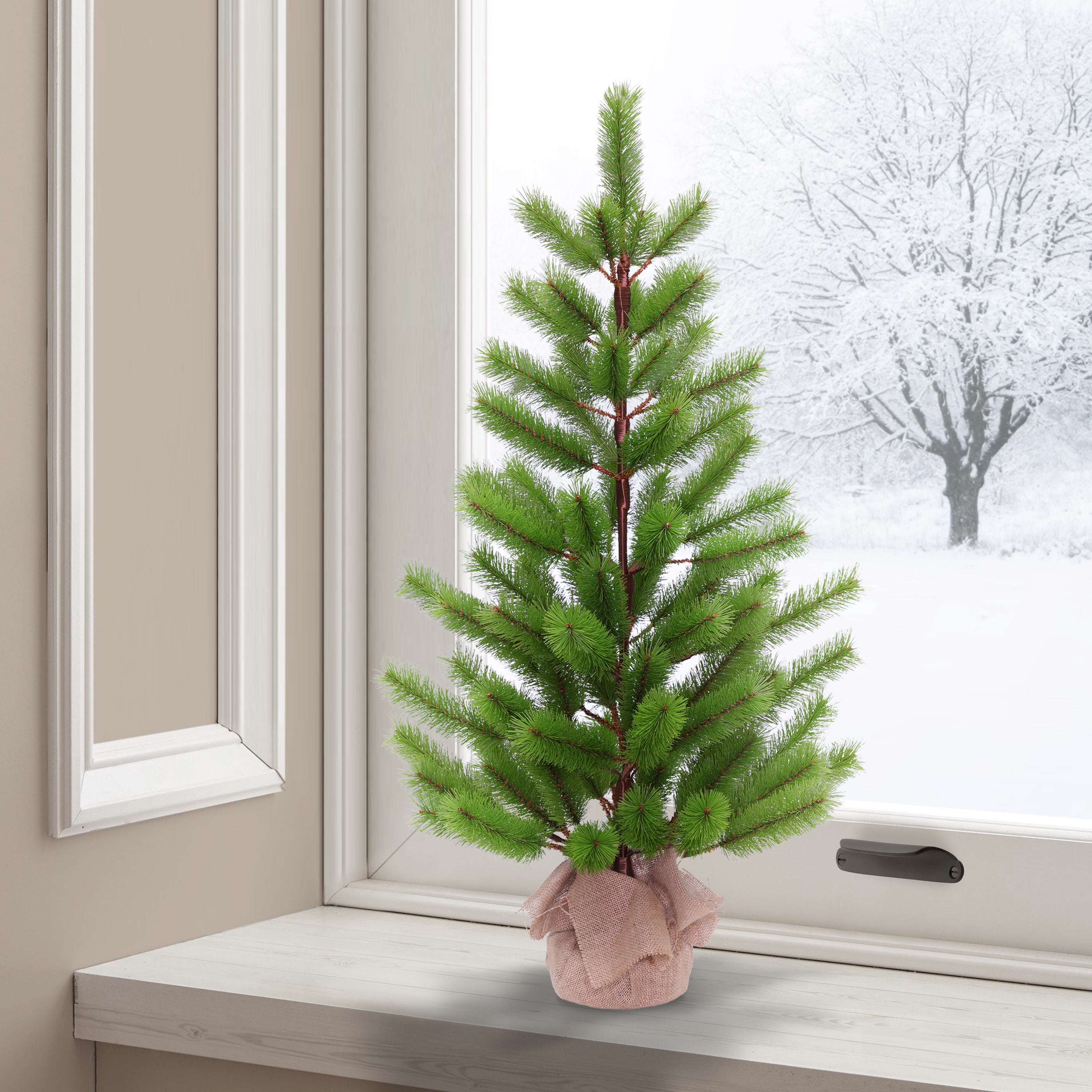 3 ft. Fir Artificial Christmas Tree in Burlap Sac