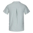 thumbnail image 4 of RYRJJ Men's Casual Classic Fit Striped Dress Shirts Short Sleeve Button-Up Turndown Collar Cotton Shirt(Green,XXL), 4 of 5