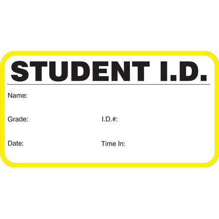 Stock "Student I.D." Sign-In Book with Security Badges 3-1/2" x 1-3/4, Yellow, 500/Book