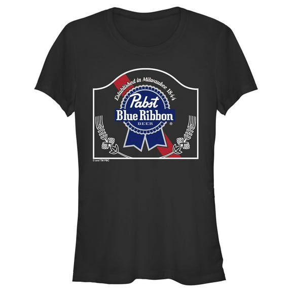 Junior's Pabst Vintage Sign Logo Graphic Tee Black Medium