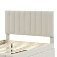 thumbnail image 6 of Harper & Bright Designs Full Size Platform Bed with Trundle and 3 Storage Drawers, Linen Upholstered Ful Bed Frame with Headboard for Boys Girls Adults, Beige, 6 of 12