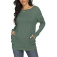 thumbnail image 2 of T-Shirts Décontractés Amples pour Femmes Manches Longues Blouses Tuniques avec Poches, 2 of 4