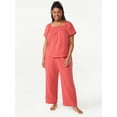 thumbnail image 3 of Joyspun Women's Smocked Waist Gauze Sleep Pants, Sizes S to 3X, 3 of 6