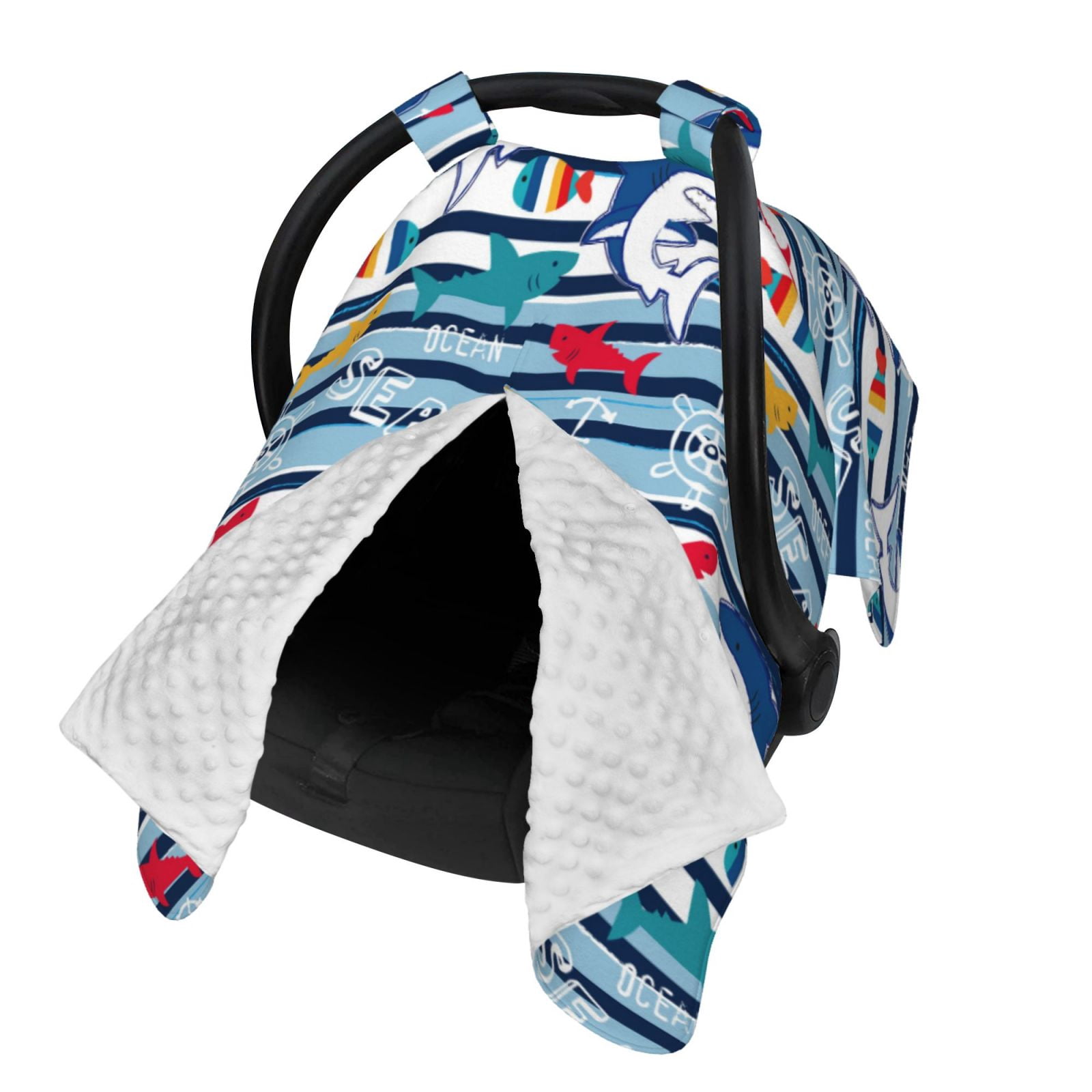 Naloa Fish And Shark Baby Car Seat Cover, Breathable Baby Carrier Cover, Multiuse Baby Carrier Cover & Nursing Breastfeeding Cover