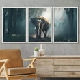 thumbnail image 2 of wall26 - 3 Piece Framed Canvas Wall Art - Elephants in The Forest - Modern Home Art Stretched and Framed Ready to Hang - 16"x24"x3 WHITE, 2 of 5