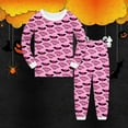 thumbnail image 2 of Pajama Sets for Girls Halloween Pajamas Pumpkin Ghost Print Long Sleeve Crewneck Loungewear Comfy Kids 4-5 Years Girls Pajamas, 2 of 3