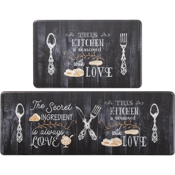 Anti Fatigue Comfort Kitchen Standing Desk Mat Decorative Ergonomic Floor Pad Kitchen Rug Waterproof Stain Resistance Non Slip Kitchen Set, 17.3''''x27.6'''' 17.3''''x47.2'''', Love Kitchen