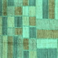 thumbnail image 1 of Ahgly Company Machine Washable Indoor Square Patchwork Turquoise Blue Transitional Area Rugs, 7' Square, 1 of 4
