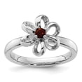 thumbnail image 4 of Auriga 925 Sterling Silver Polished Garnet Flower Ring for Women Size- 9, 4 of 6