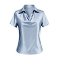 thumbnail image 4 of Women's Summer Tops BWASD Casual Silk Satin Short Sleeves Shirts Elegant Business Blouses Dressy for Go Out Workout Outfits Trendy 2026 Light Blue S-5XL, 4 of 4