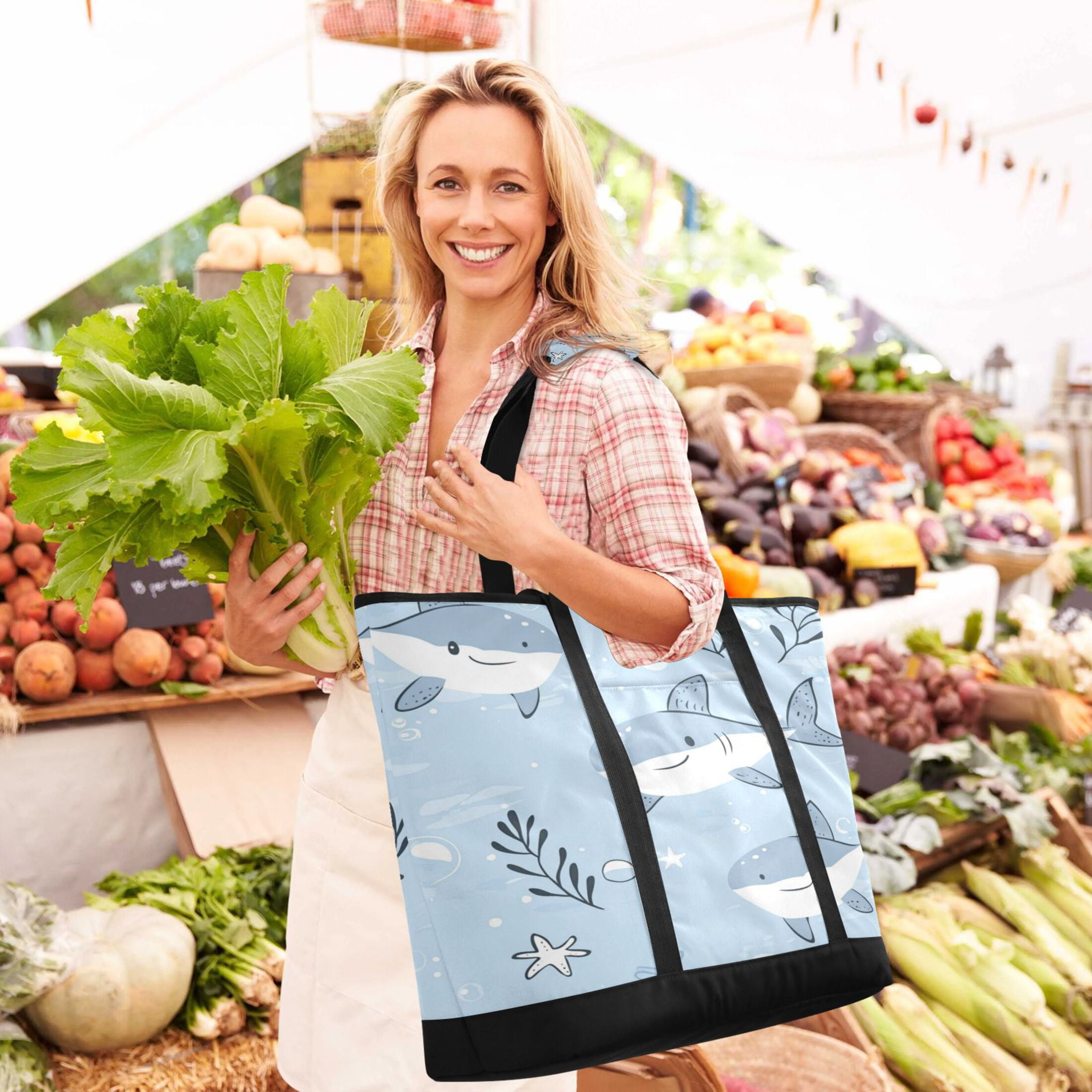 Large Hand-held Ice Pack Picnic Bag Insulation and Refrigeration Suitable for Shopping Picnics and Camping Super Cute Fish