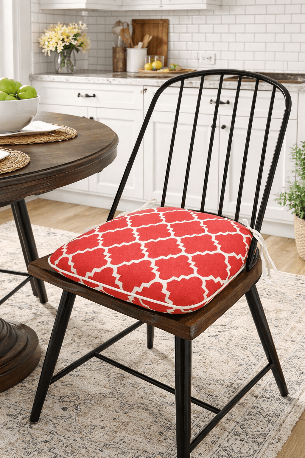 Leumius 4-Pack Outdoor Patio Dining Chair Cushion,All-Weather Water-Repellent U-Shape Thick Foam Seat Cushions with Ties for Garden,Patio & Dining Chairs,17"x16"x2",Red