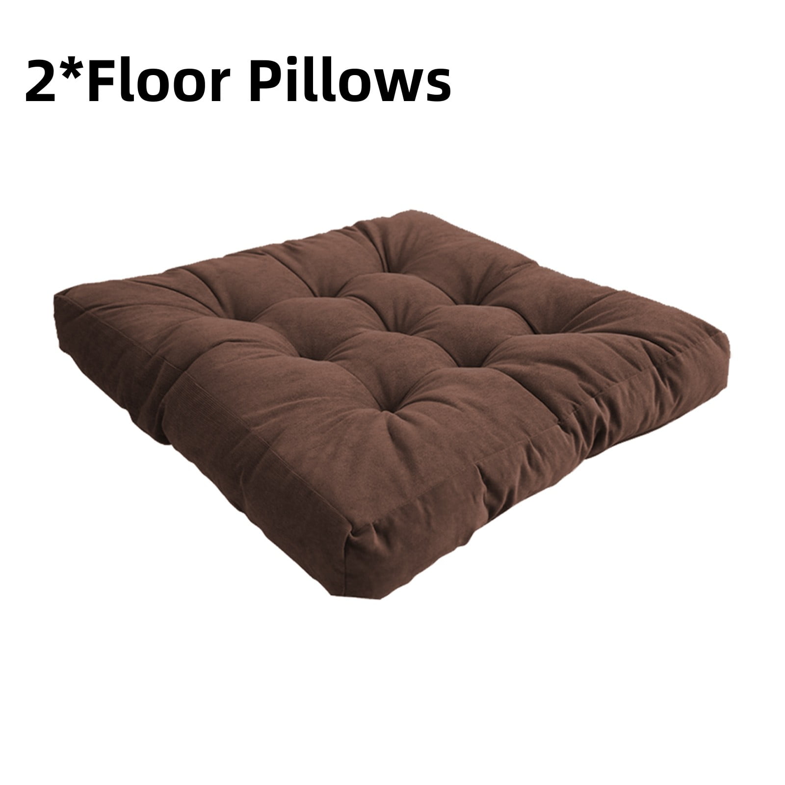 2 Pack 22" Square Floor Pillow, Meditation Pillow Solid Thick Tufted