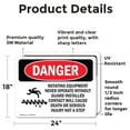 thumbnail image 2 of (2 Pack) Rotating Equipment Never Operate OSHA Danger Sign 24 Inch X 18 Inch Vinyl Label Decal Sticker Weather Resistant, UV Protected for Workplace, Business, and Construction Site,, 2 of 7