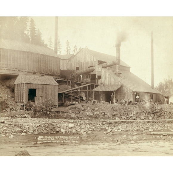 South Dakota: Deadwood. /Nthe Deadwood And Delaware Smelter At Deadwood, South Dakota. Photograph By John Grabill, 1890. Poster Print by  (18 x 24)