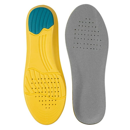 Insoles - 1-Pair Shoe Inserts, Sport Shoe Insoles, Shock Absorption for Comfortable Walking, Running, Jogging, Injury Prevention, Daily Wear, for Men, Women, Athlete, Yellow, 9.7 Inches Long,