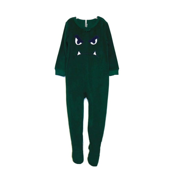 Boy's Green Monster Custom Theme Fleece Footed Pajama Sleeper, Size 3 Years