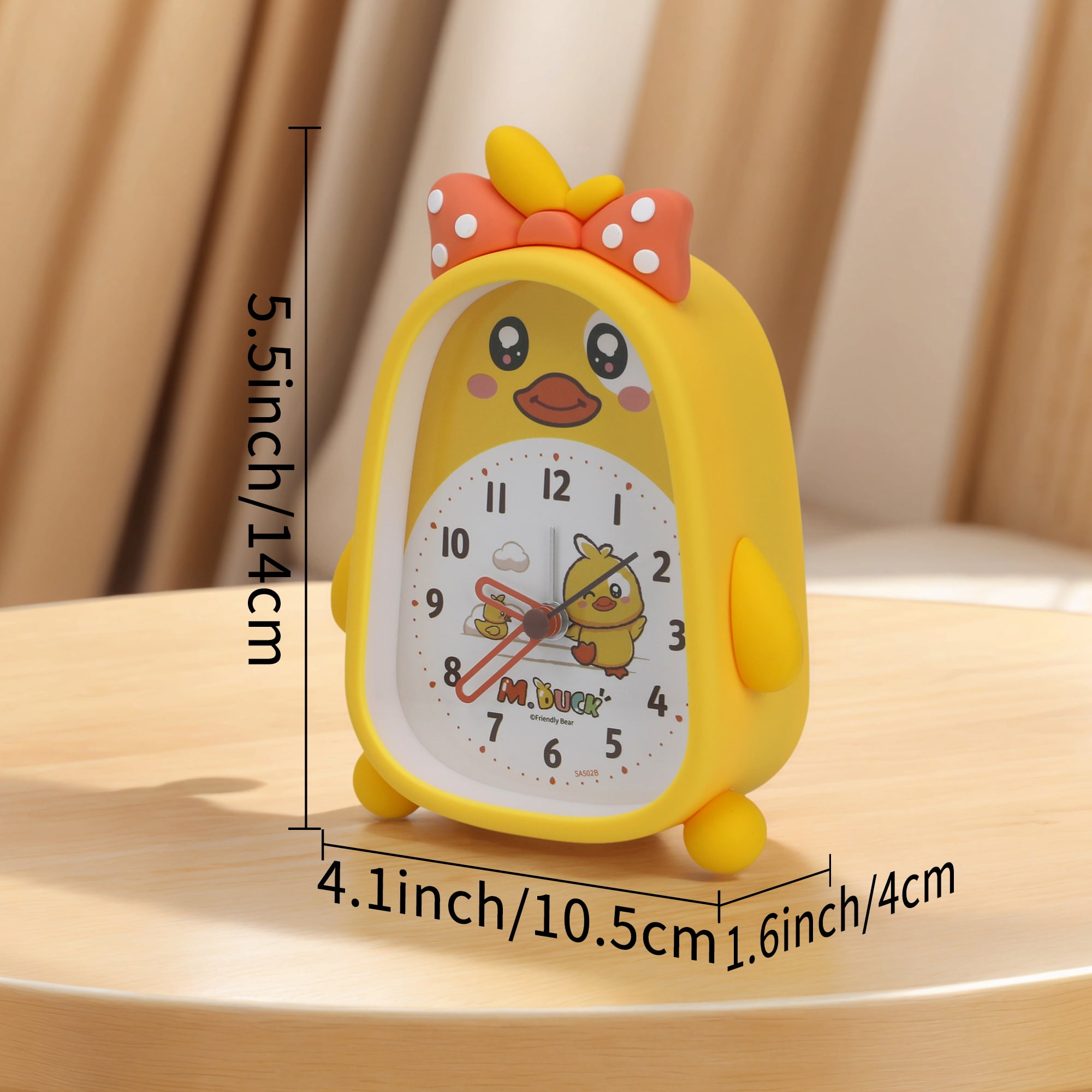 Unique Bargains Silent Non-Tick Alarm Clock Yellow Happy 4.1"L x 1.6"W x 5.5"H