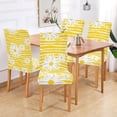 thumbnail image 5 of Cute Daisy Yellow Stripes Parson Chair Covers, Chair Covers for Dining Room 4 Pack, Chair Cushion Covers for Dining Chairs, Spandex and Polyester Covers for Kitchen Chairs, 5 of 6