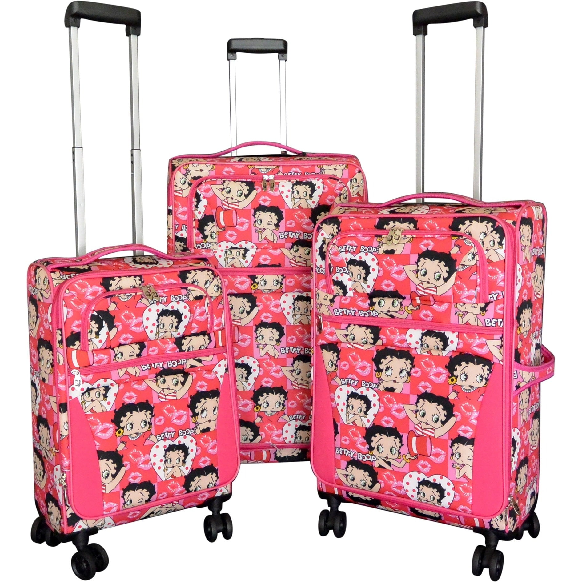 Betty Boop Pink 3piece Expandable Spinner Luggage Set