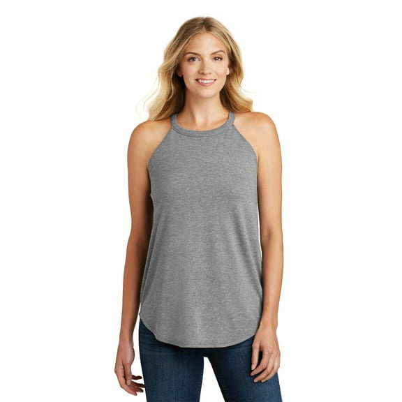 District Women'S Perfect Tri Rocker Tank. Dt137L, DT137L ,Grey Frost, XXL