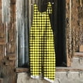 thumbnail image 2 of lcziwo Jumpsuits for Women Casual Loose Summer Linen Rompers Fashion Plaid Graphic Rompers Plus Size Wide Leg Bib Overall Onesie Pants with Pockets Clearance Sale Yellow L, 2 of 6