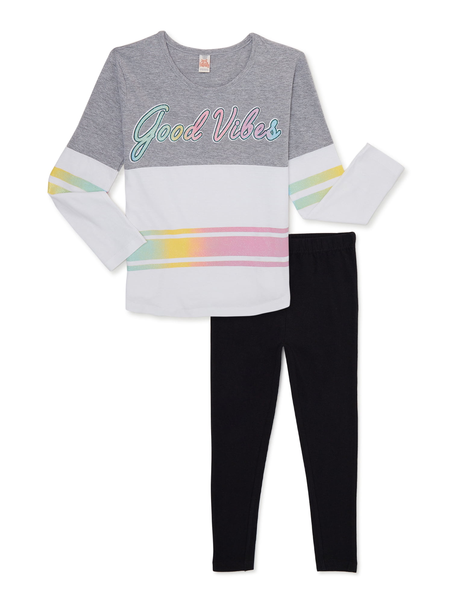 Sweet Butterfly Girls Varsity Tunic and Leggings, 2-Piece Outfit Set, Sizes 4-16